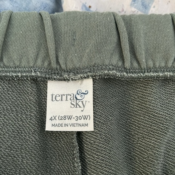 NWT Terra & Sky Green Knit Shorts Elastic Drawstring Waist Sweats 4X (28W-30W) - Picture 10 of 16